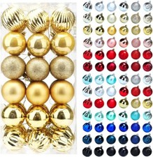 2 Sets of 36pcs Gold Christmas Ball 2.4" Shatterproof Christmas Ornament Decor