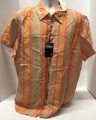 Avenue Women's Shirt Sz. 22/24 100% Linen S/S Button Down Plus Size Top New NWT