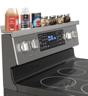 Stainless Steel Brush Shelf for Kitchen Stove Top Storage, Stove Top Spice Rack