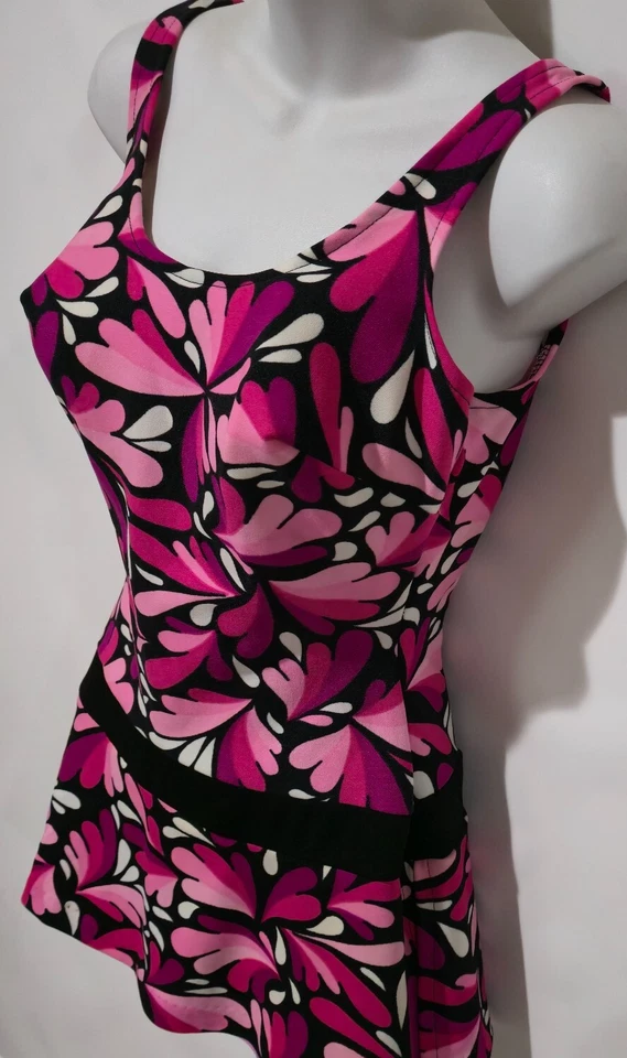 Traje de baño vintage años 60 Sear's para mujer con falda pinup hecho en unión estampado mod talla 14 Foto 2 de 4