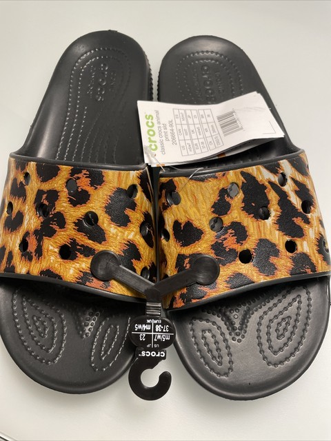 croc sandals leopard print