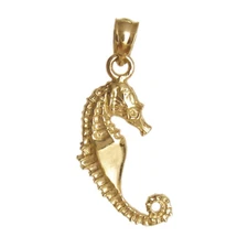 New 14k Yellow Gold Seahorse Pendant