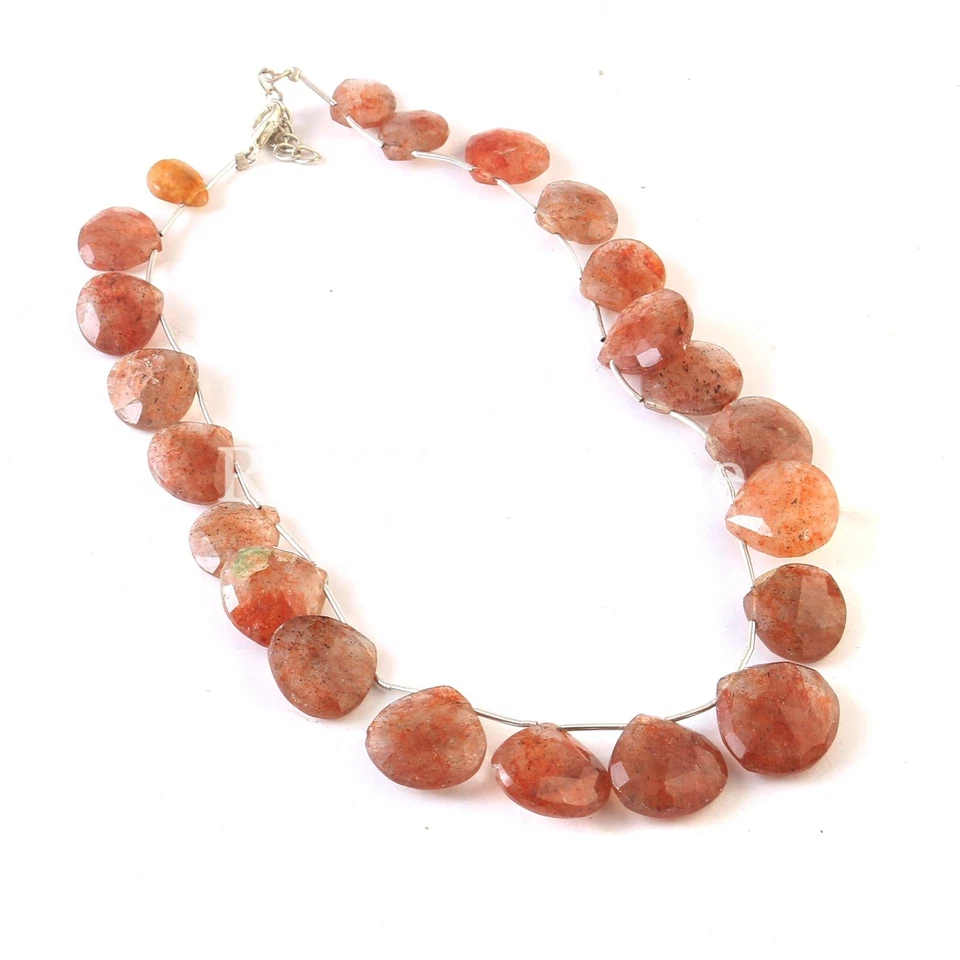 Cuentas de piedras preciosas briolette corazón facetado piedra solar naranja natural de alta calidad Foto 2 de 4