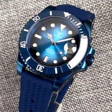 20ATM Diver NH35A Tandorio 40mm Blue Coated Men Watch Sapphire Glass 120 Click