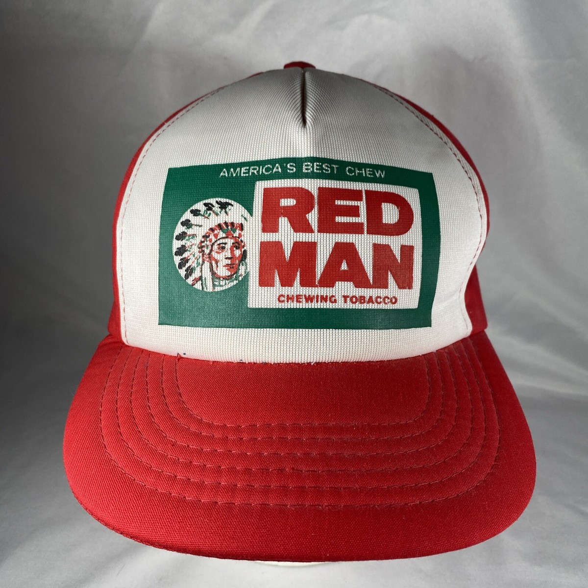 red man tobacco hat Vintage Red Man Chewing Tobacco Red Snapback Trucker Hat Foam Cap