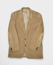 Vintage Lands End Jacket Mens M Khaki Corduroy Blazer Barn Chore Western USA