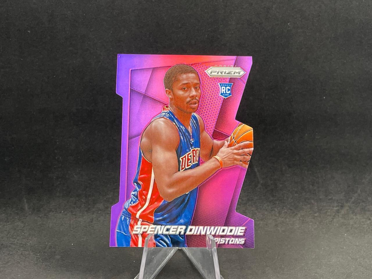 2014-15 PANINI PRIZM SPENCER DINWIDDIE #281 ROOKIE PURPLE DIE-CUT PRIZMS 4/139