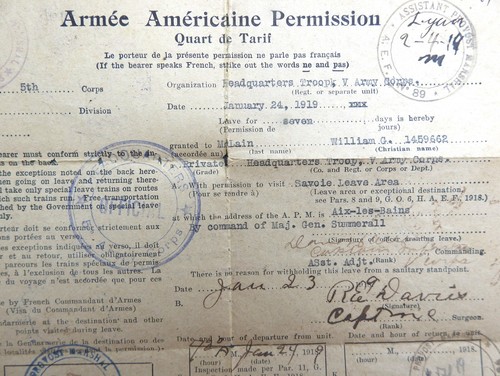 WWI Soldier Leave 7 Day Pass Stamped Document & Other WWI Allied Charities Songs