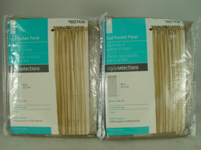 Style Selections Home 2pc  84-in L Taupe Polyester Crystal Sheer Curtain Panel