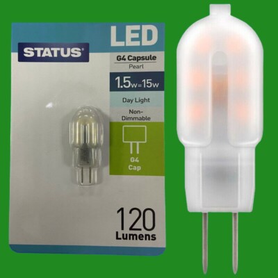 4x 1,5W (=15W) G4 12V Kapsel LED 6500K Tagesglühbirne, Halogen Ersatz