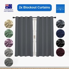 Blockout Curtains Thermal Noise Reducing Blackout Drapes Eyelet Window Pair