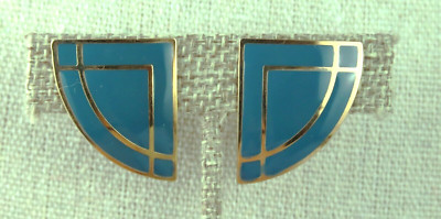 Vintage 1986 Avon Color Splash Clip Earrings Blue