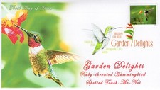 24-091, 2024, Garden Delights, First Day Cover, Digital Color Postmark, Hummingb