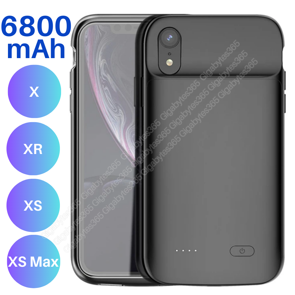 For iPhone X/XR/XS Max External Battery Charger Case Power Bank Charging  Cover - Main Image