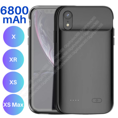 For iPhone X/XR/XS Max External Battery Charger Case Power Bank Charging Cover