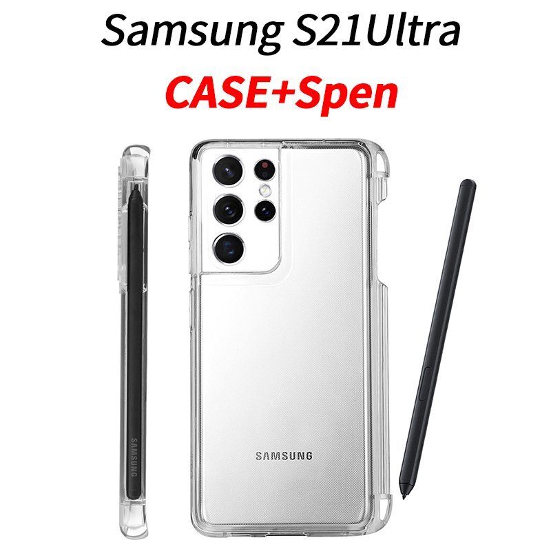 For Samsung Galaxy S21 Ultra 5G Clear Cover Case with Pen Slot