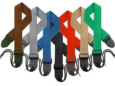 2" Cotton Guitar Strap in 18 Colors Vegan Friendly with synthetic leather ends
