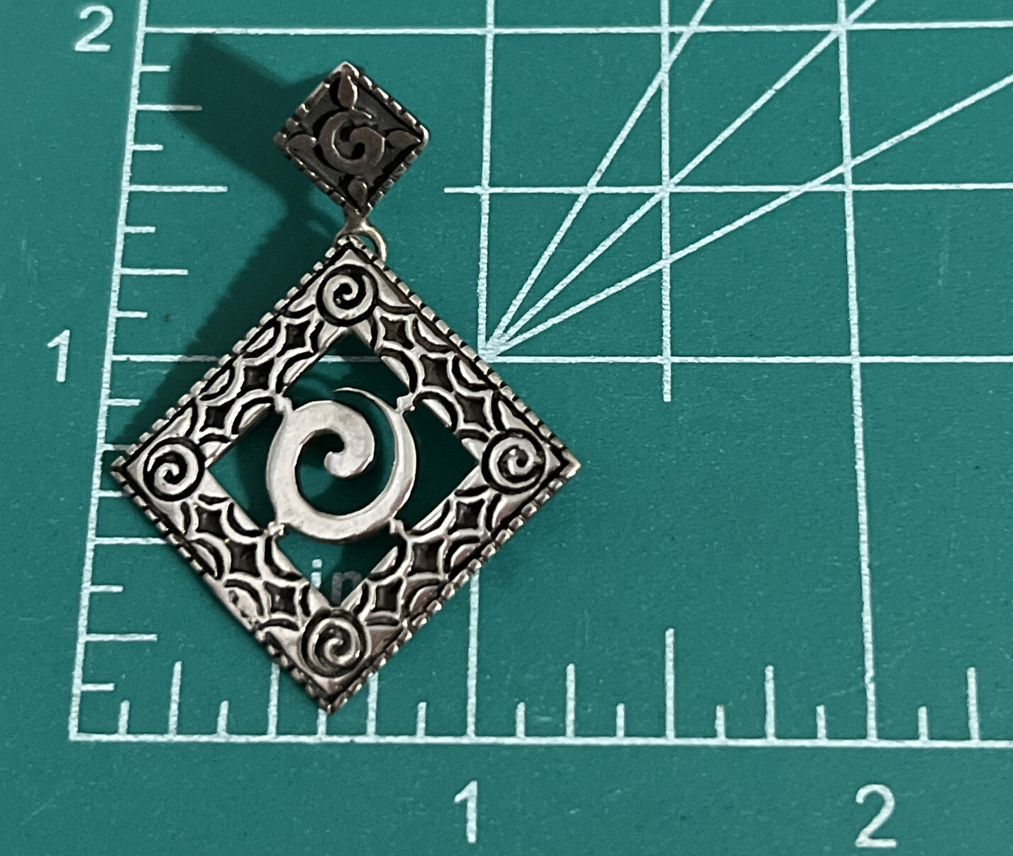 925 Thai Signed Solid Sterling Silver Diamond Sha… - image 6