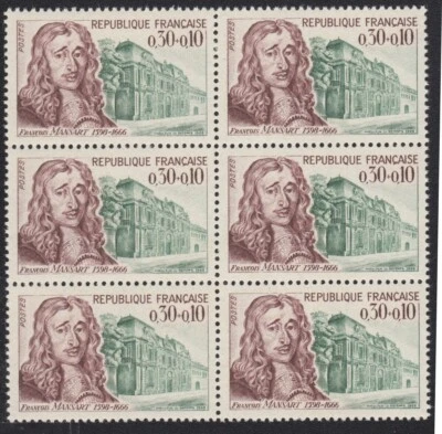 bloc 6 timbres France 1966 François Mansart Y&T n°1471 30 + 10c neufs - Photo 1/2