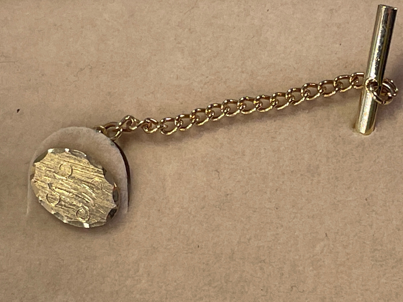 Vintage Tie Pin Tack Clasp Gold Tone Metal Pinback Engraved "W" or "M