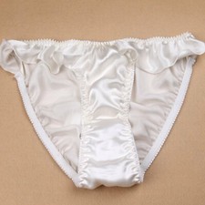 Womens 100 Silk Frilly Panties Knickers Ruffle Thongs Briefs Bikinis Underwear