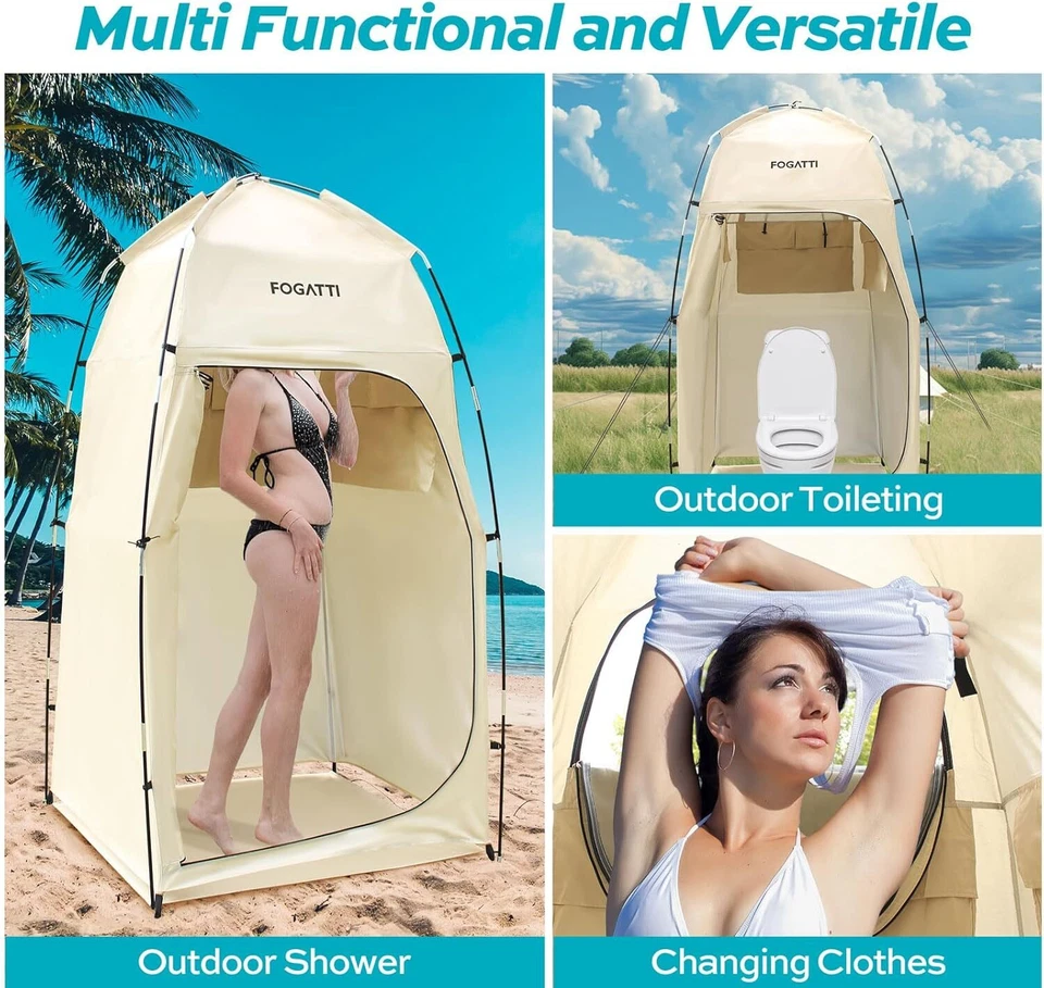 Tienda de campaña portátil de privacidad para ducha al aire libre con piso campamento inodoro a prueba de viento Foto 4 de 4