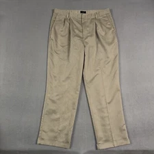 Dockers Khaki Pants Mens 38x32* Brown Straight Fit Pleated Cuffed 100% Polyester