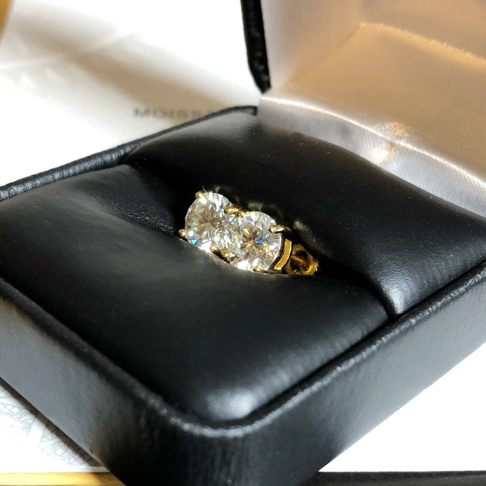 Certified D Color VVS1 Moissanite Solitaire Stud Earrings Screwback - Image 3 of 4