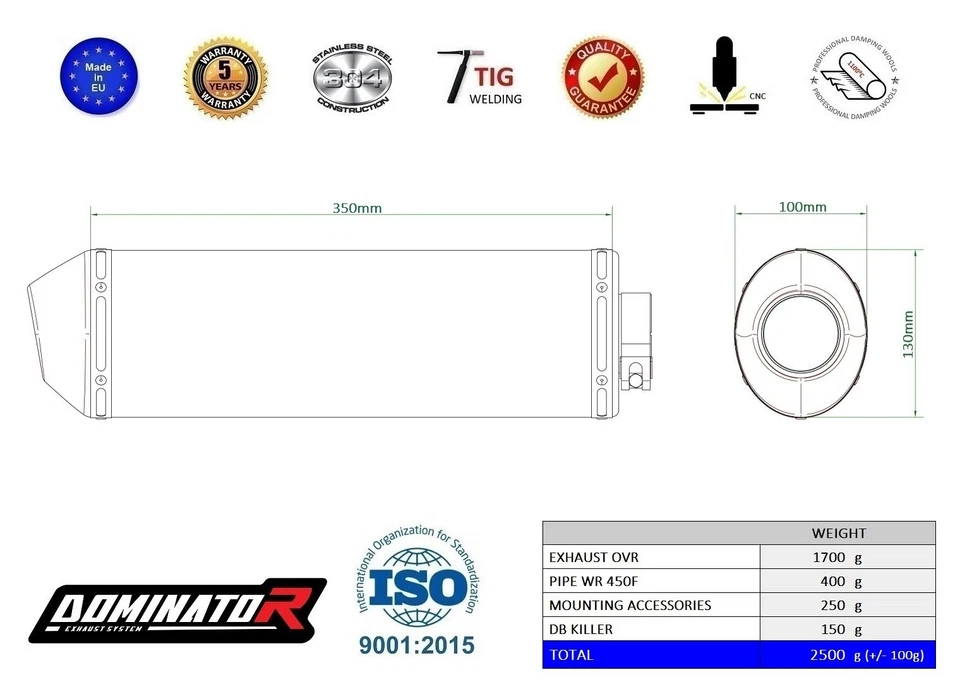 Silenciador de escape OVR DOMINATOR compatible con Yamaha WR 450 F 2003 - 2006 Foto 2 de 2