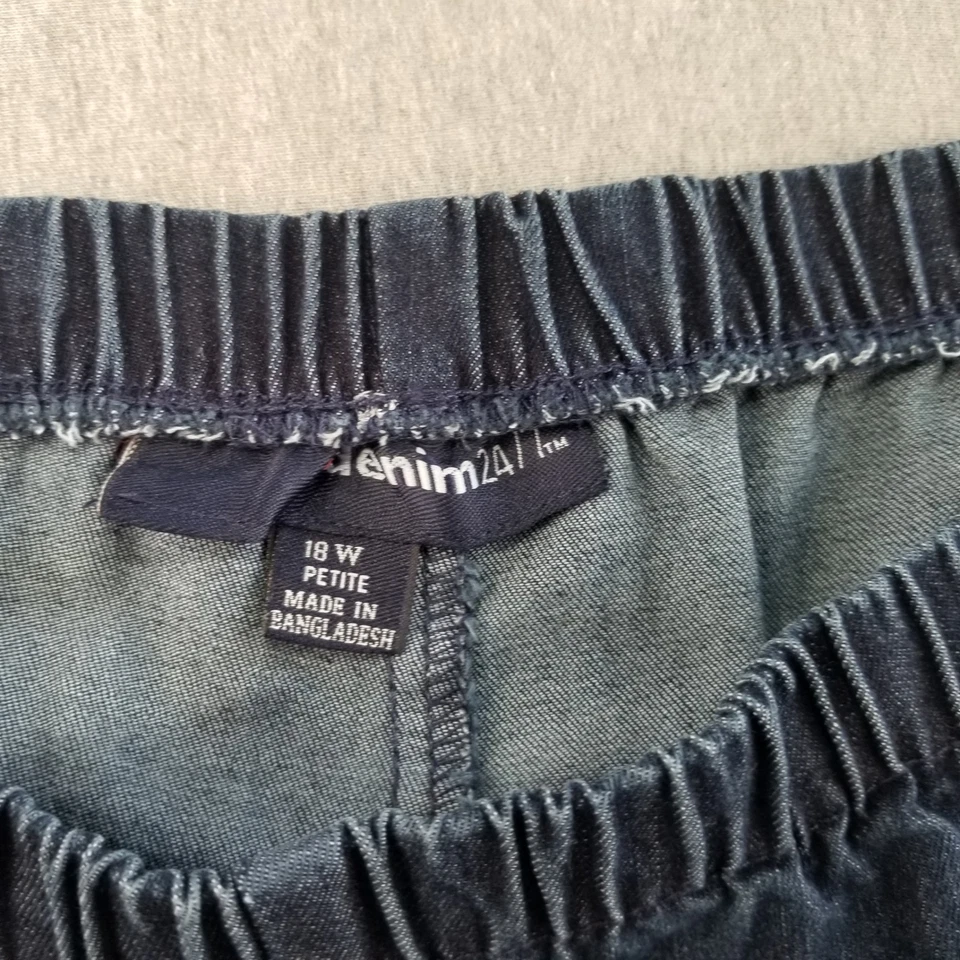 Jeans jeans feminino 24/7 tamanho 18WP azul escuro lavagem elástica cintura alargamento  - Imagem 3 de 4