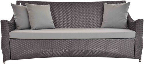 Outdoor Sofa Wing Gartensofa Polyrattan Dreisitzersofa wetterfest (Grau) - Bild 2 von 9