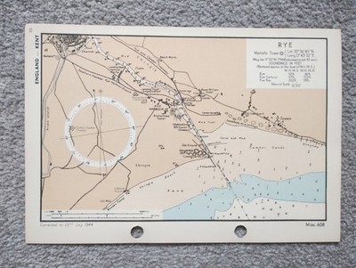 Rye, Kent - 1944 Vintage Admiralty Royal Navy Map