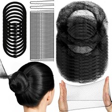 Hair Nets for Buns by - 40pcs Invisible 20-Inch Elastic Mesh Set, U-Shaped Pi...
