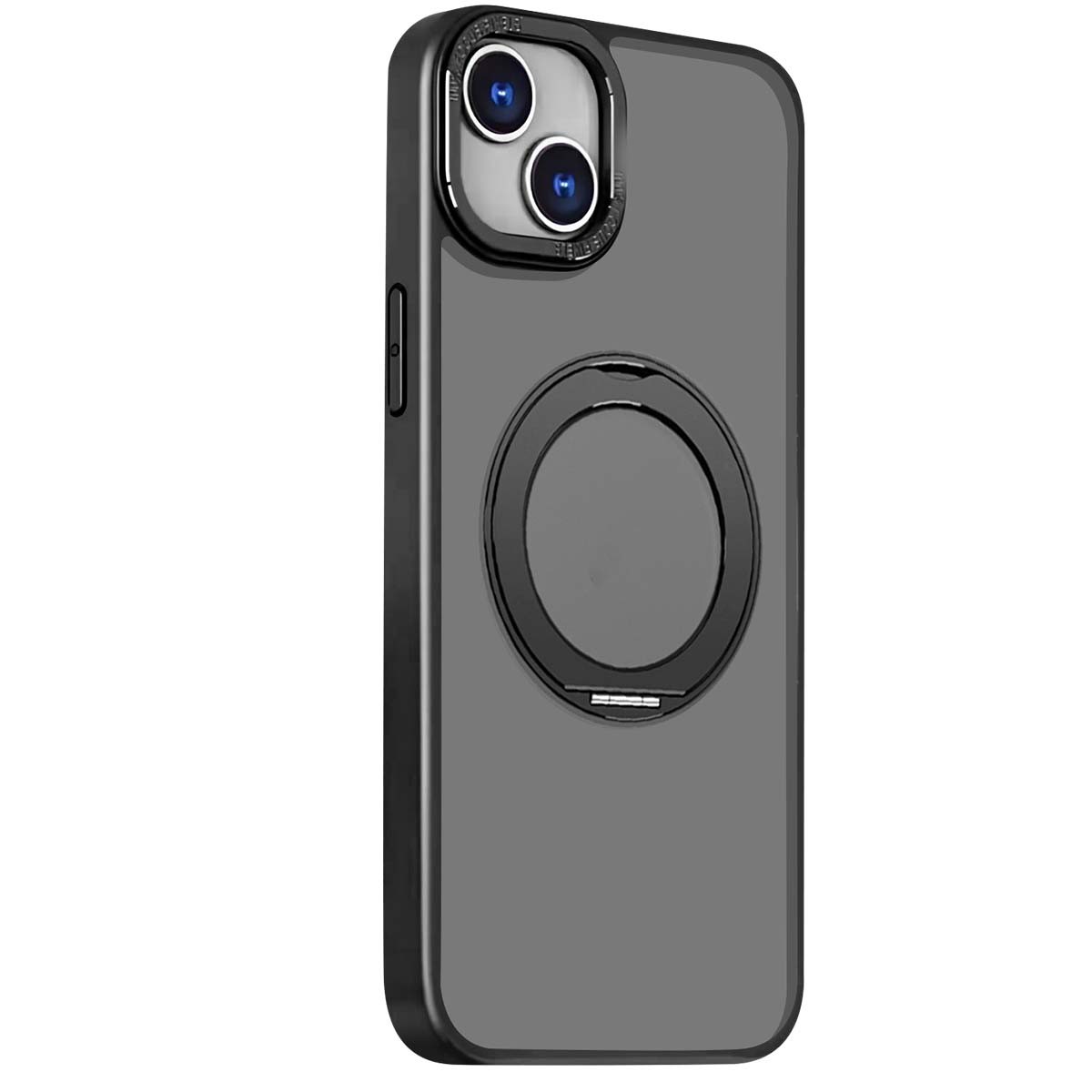 Coque iPhone 16 Plus noire Jaym avec anneau rotatif et support