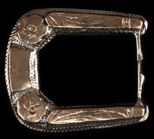 Sterling Silver Belt Buckle Gold Overlay MEXICO Vintage