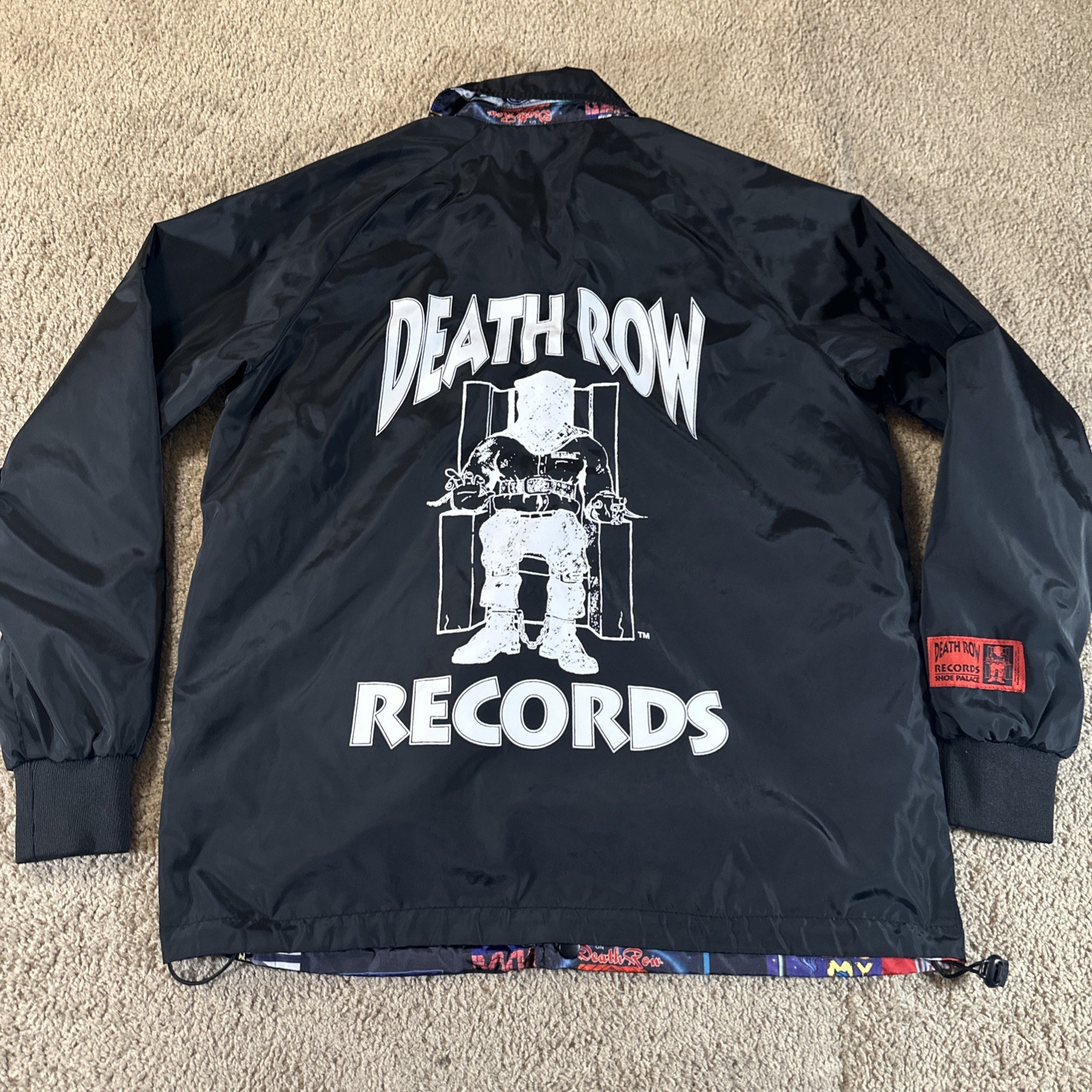 FILA Giacca a vento Death Row Records uomo media nera reversibile AOP rap