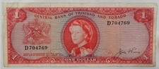 1964 TRINIDAD AND TOBAGO $1 Banknote - P-26a - Elizabeth II - Circulated Note