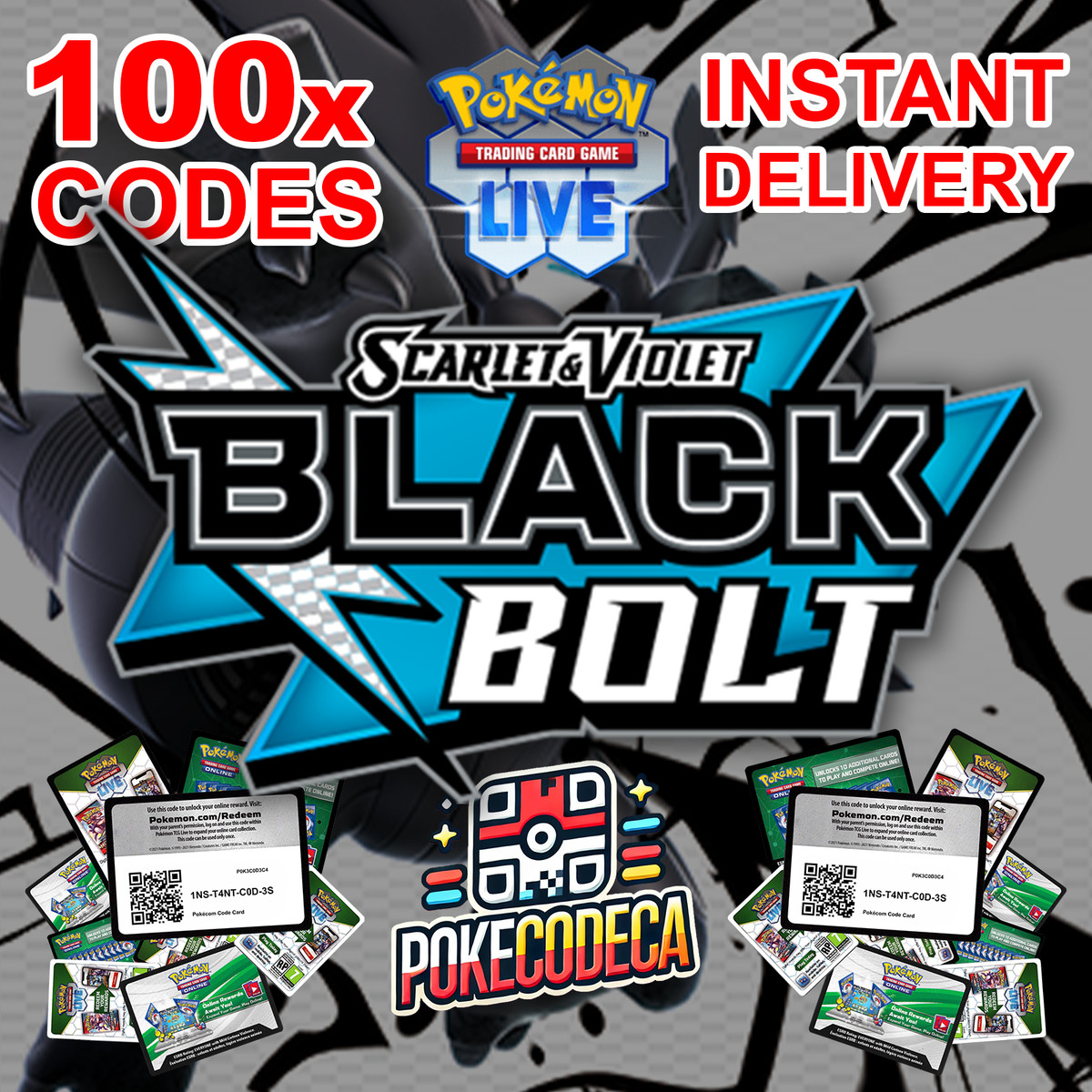 100x Black Bolt Codes Pokémon TCG Live Online Booster Pack *INSTANT DELIVERY*