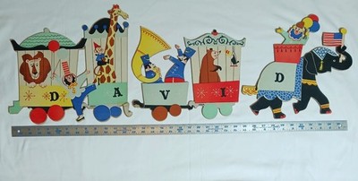 Vtg 1962 CIRCUS TRAIN 36'' Nursery Cardboard Wall Hanging Decor DAVID Dolly Toy