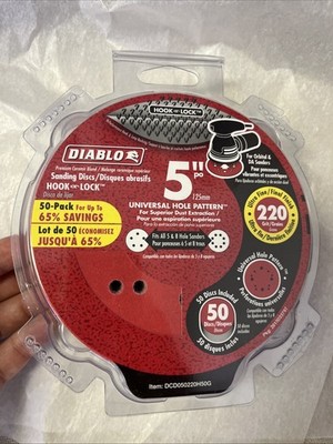 5in Orbital Sanding Discs Ultra Fine 220 Grit Universal Hole Hook & Loop 50 Pack