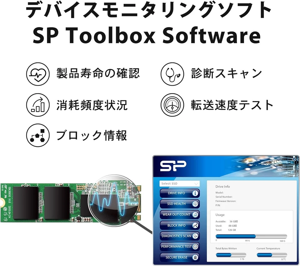 Silicon Power SSD Internal Solid Drive Ace A55 M.2 2280 (3D NAND Flash) 256GB SA - Image 2 of 4