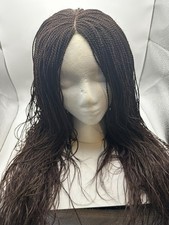 Brown Micro Braid Full Wig Center Part Long Synthetic Hair