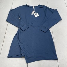 Daily Practice Anthropologie Blue Long Sleeve Asymmetric Mini Dress Women's S