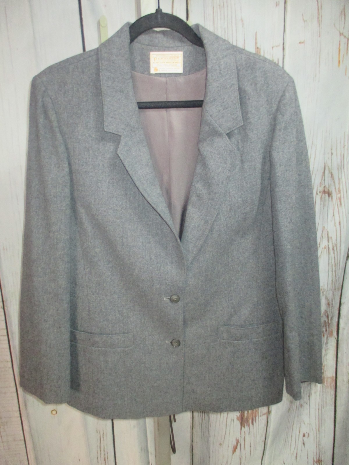 Vtg PENDLETON 10 / M ? Gray 2 Button Jacket Blaze… - image 1