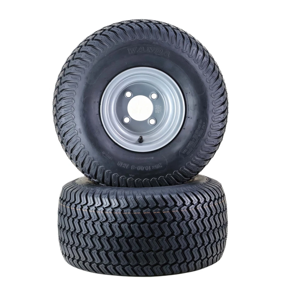 WANDA Lawn Mower Tire & wheel 20X10-8 4-Ply with 4x4" Silver Wheel-13040,SET 2 - Image 2 of 3