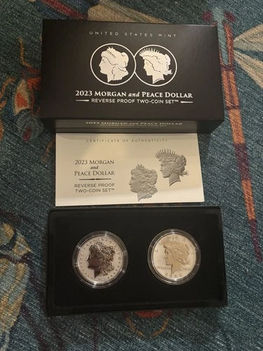 2023 Morgan and Peace Dollar Reverse Proof Set w/box and COA