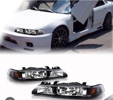 1987-1993 Acura Integra & Hatchback L+R Black House Amber HeadLights