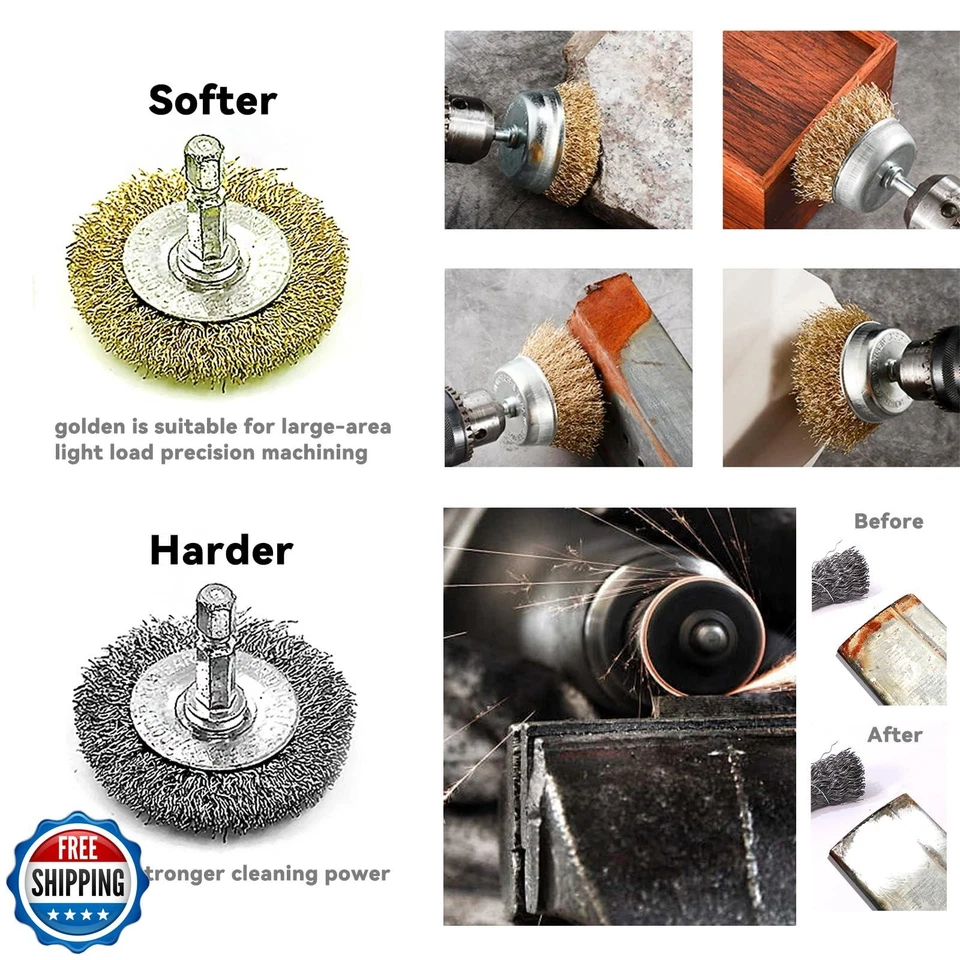 Paquete de 10 cepillos de taza de rueda de alambre para tratamiento diario para taladro abrasivo con 1/4" Foto 4 de 4
