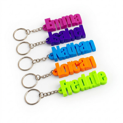 Personalisierter 3D-Schlüsselanhänger - Partytüte / Geschenke / Namensschilder / Schultüte / Reise