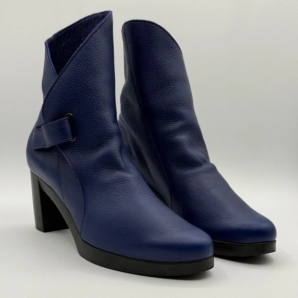 Arche Paris Royal синий кожаный блок каблука ботильоны размер 38/США 7 - Изображение 4 из 4